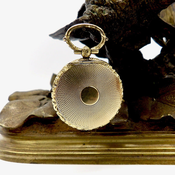 10K Gold Engine-Turned Mourning Locket with Braided Hair Pendant Kirsten's Corner 