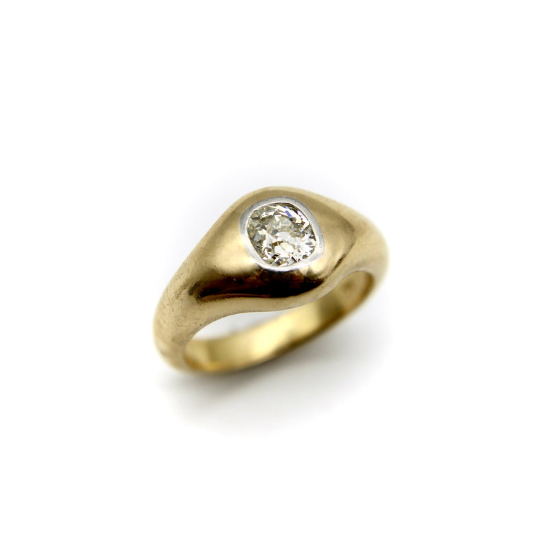 14K Gold Victorian Old Mine Cut Diamond Gypsy Ring Rings Kirsten's Corner 