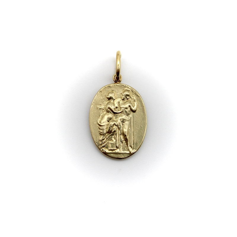 14K Gold Signature Classical Revival Venus and Mars Medallion Pendant, Charm Kirsten's Corner 