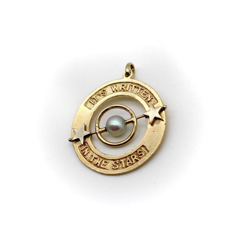 14K Gold and Pearl Vintage It’s Written in the Stars Pendant Pendant, Charm Kirsten's Corner 