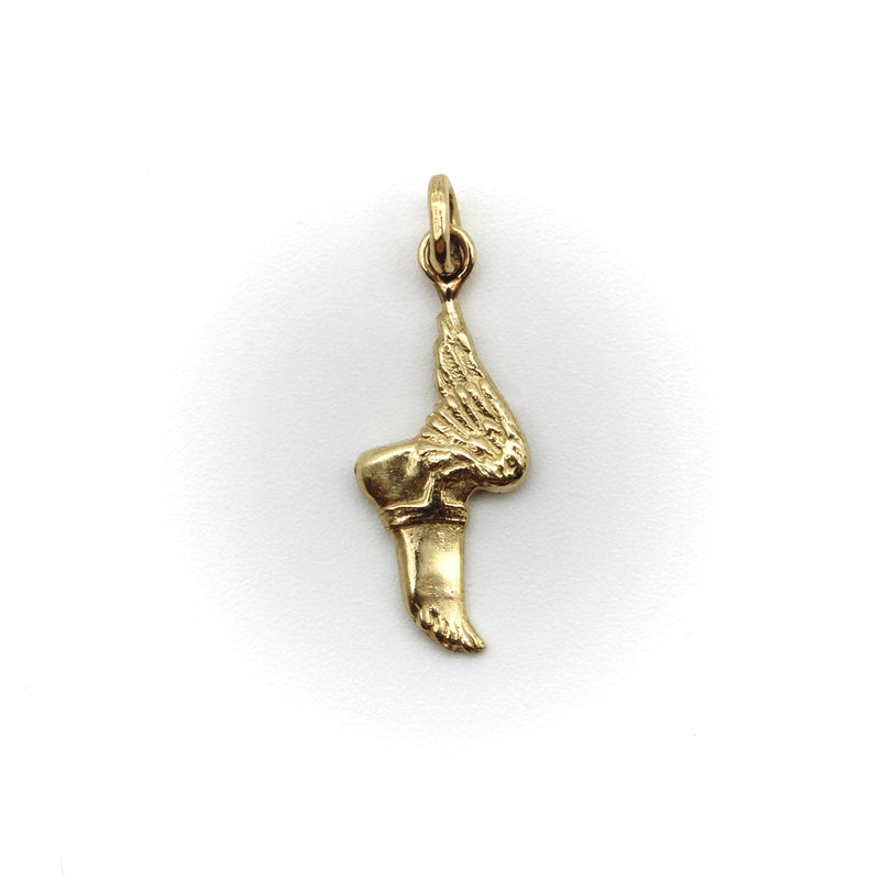Signature 14K Gold Winged Foot Hermes Charm signature pieces Kirsten's Corner Jewelry 