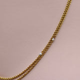 Edwardian 14K Gold Delicate Rope Chain with Tiny Blue Pearls Chain Kirsten's Corner 