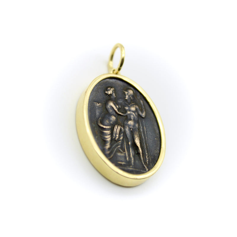 18K Gold and Bronze Rare James Tassie Venus and Mars Medallion Pendant, Charm Kirsten's Corner 