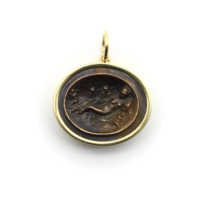 18K Gold and Bronze Rare James Tassie Aphrodite Medallion Pendant, Charm Kirsten's Corner 