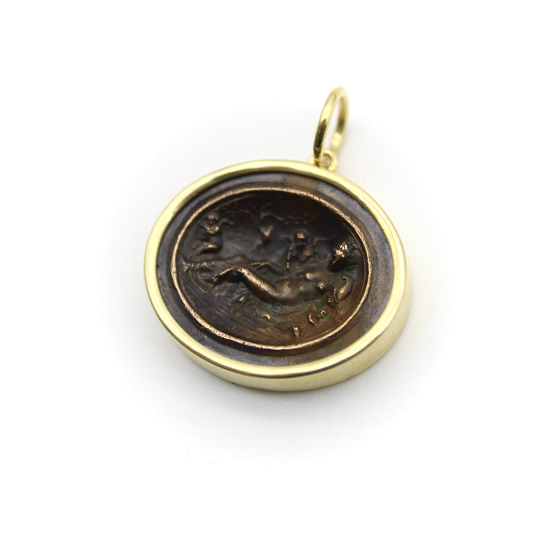 18K Gold and Bronze Rare James Tassie Aphrodite Medallion Pendant, Charm Kirsten's Corner 