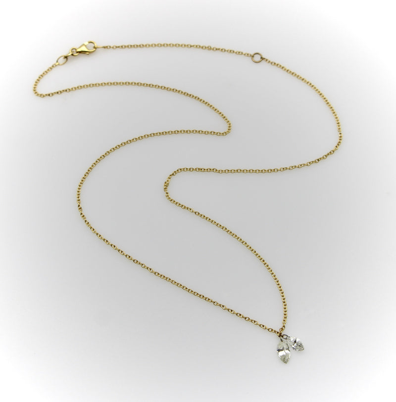 Dangling Duo of Marquise Diamonds on 14K Gold Chain Necklace Kirsten's Corner 