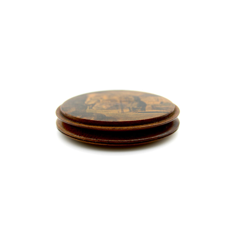 Wooden Snuffbox With Hand Painted Image of Monk in Graveyard Objects of Vertu Kirsten's Corner 