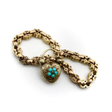 Early 10K Gold Victorian Heart Padlock Bracelet with Fancy Link Chain Bracelet Kirsten's Corner 