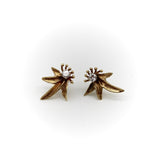 14K Gold Retro Floral Diamond Earrings Earrings Kirsten's Corner 