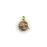 Victorian 18K Gold Crescent Moon and Clover Pendant with Diamonds Pendant, Charm Kirsten's Corner 