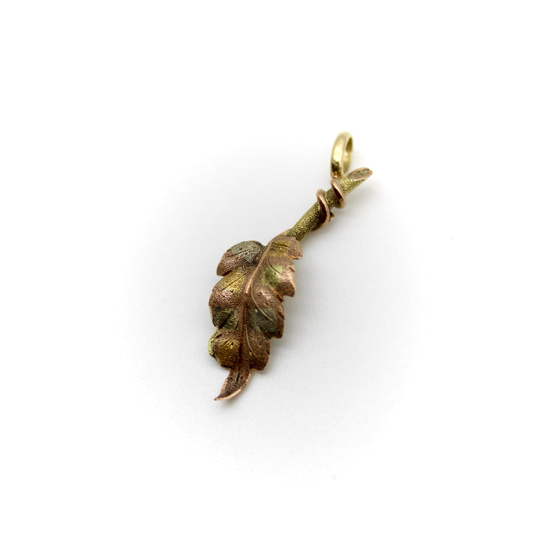 Victorian 14K Gold Autumn Leaf Pendant pendant, Charm Kirsten's Corner 