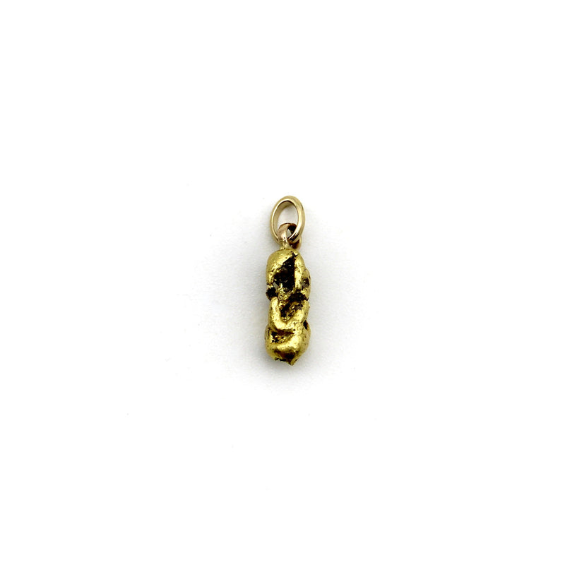 22-24K Gold Nugget Oblong Charm with 14K Gold Bail Pendant, Charm Kirsten's Corner 