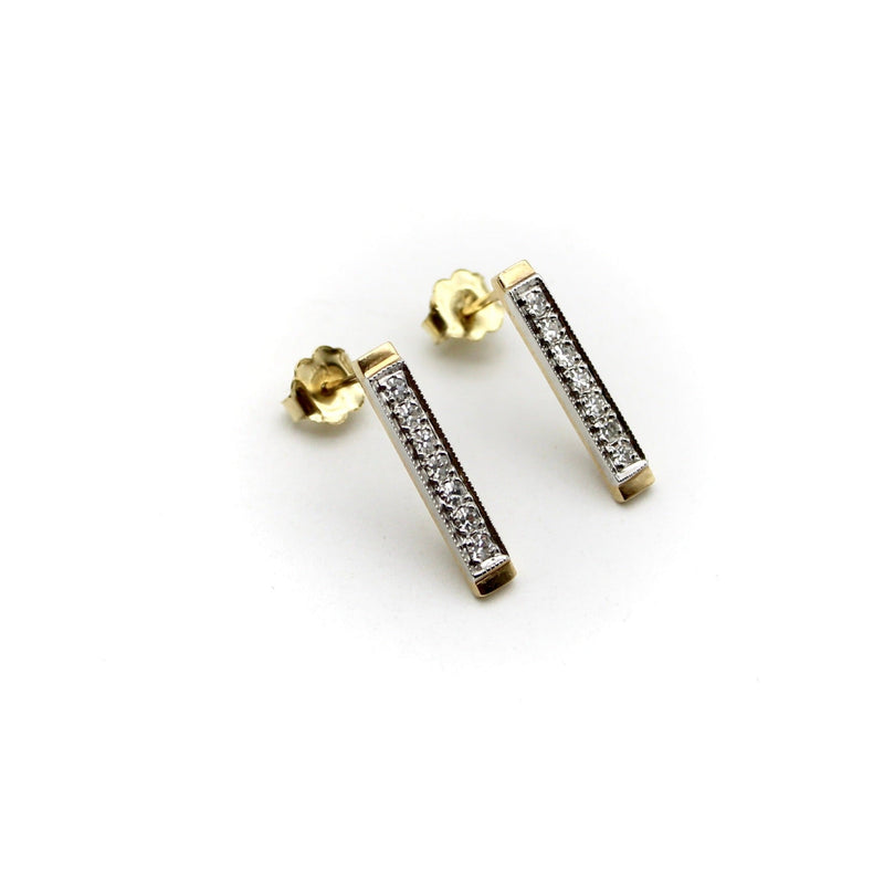 14K Gold Diamond Bar Signature Earrings Earrings Kirsten's Corner 