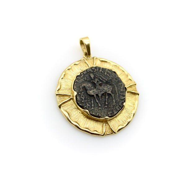 Ancient Silver Tetradachm Coin Scynthian King Azes II in 14K Gold Mount Pendant, Charm Kirsten's Corner 