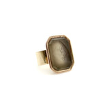 14K Gold Agate Intaglio Crest Signet Ring with Lion RING Kirsten's Corner 