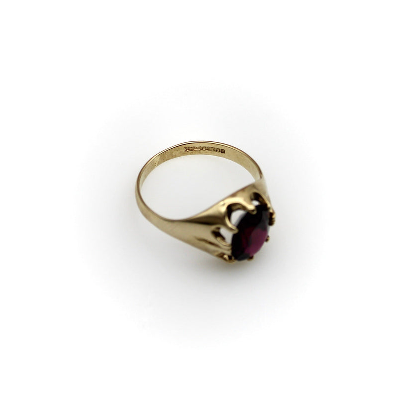 Vintage 9K Gold Rhodolite Garnet Ring with Belcher Setting Ring Kirsten's Corner Jewelry 