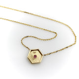 14K Gold Mandala Medallion Necklace with Pink Tourmaline Necklace Kirsten's Corner 
