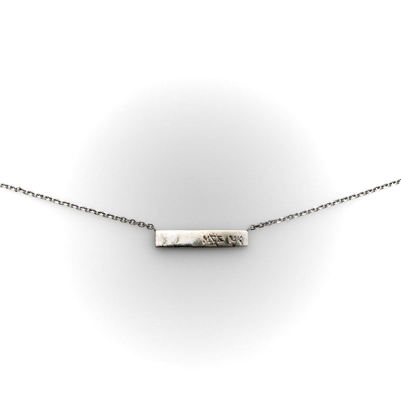 14K White Gold Bar Necklace with Diamond and Pink Tourmaline Necklace Kirsten's Corner 