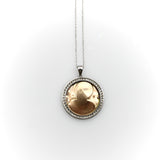 14K Gold Victorian Enamel Miniature Portrait Medallion with 14K Gold Chain Charm Kirsten's Corner Jewelry 
