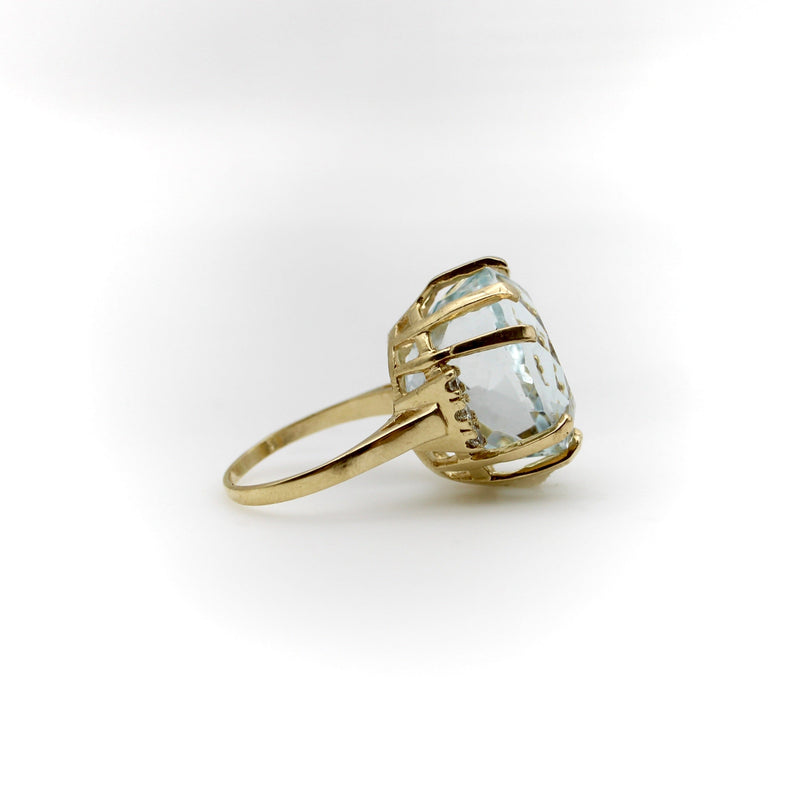 Vintage 14K Gold Aquamarine and Diamond Cocktail Ring Ring Kirsten's Corner 