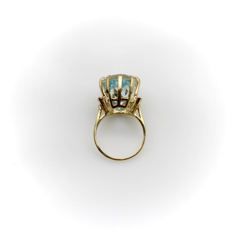 Vintage 14K Gold Aquamarine and Diamond Cocktail Ring Ring Kirsten's Corner 