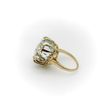 Vintage 14K Gold Aquamarine and Diamond Cocktail Ring Ring Kirsten's Corner 