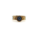 14K Gold Victorian Banded Agate and Turquoise Enamel Mourning Ring Ring Kirsten's Corner 