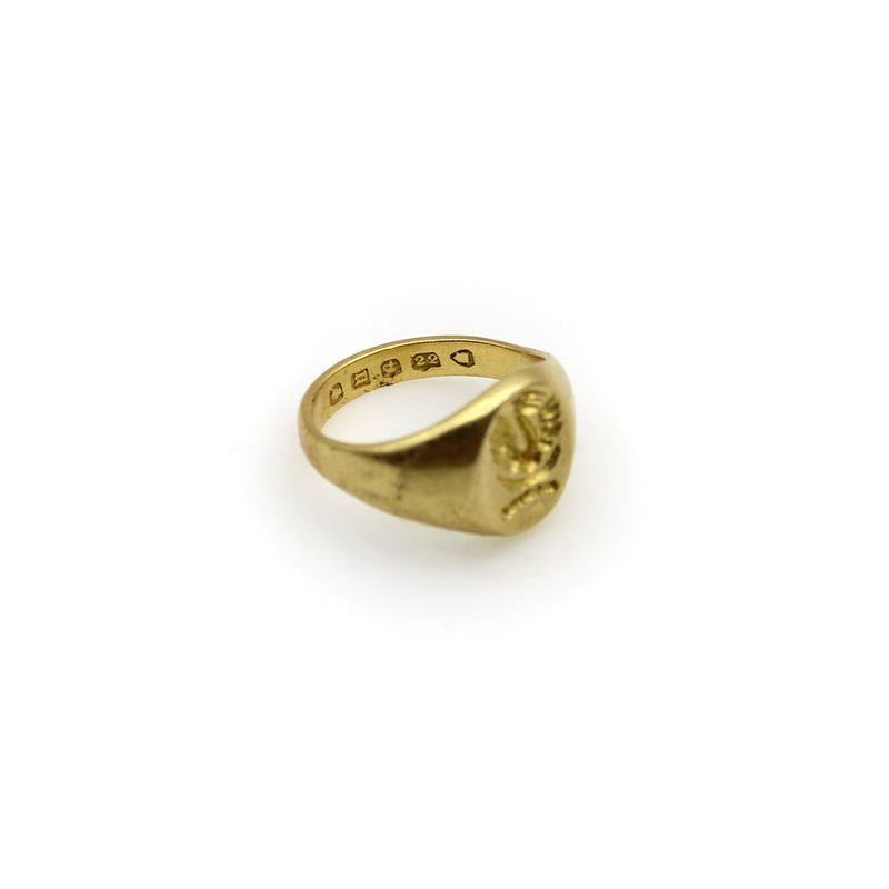22K Gold Victorian Signet Pinky Ring with Phoenix Rising Kirsten's Corner 
