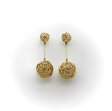18K Gold Diamond and Wire Ball Dangle Earrings Earrings Kirsten's Corner 