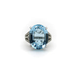 14K White Gold, Diamond, and Blue Topaz Ring 19+ Carats Ring Kirsten's Corner Jewelry 