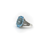 14K White Gold, Diamond, and Blue Topaz Ring 19+ Carats Ring Kirsten's Corner Jewelry 