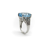 14K White Gold, Diamond, and Blue Topaz Ring 19+ Carats Ring Kirsten's Corner Jewelry 