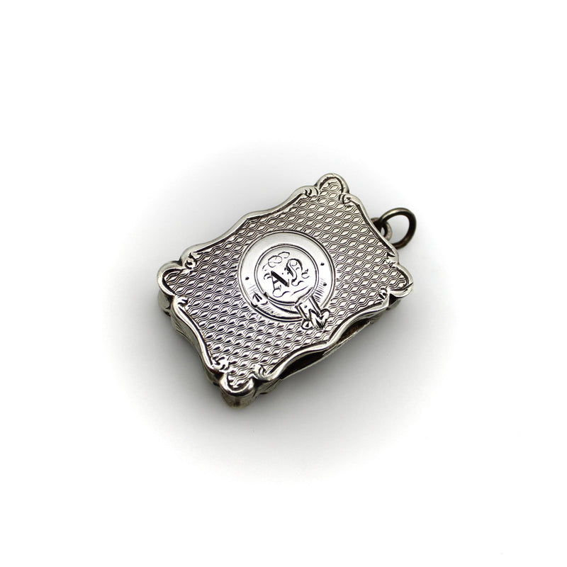 Victorian Sterling Silver Engine Turned Vinaigrette Pendant Objects of Virtue Kirsten's Corner Jewelry 