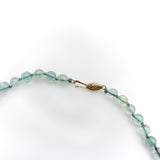 Vintage Hand-Knotted Aquamarine Bead Necklace with 14K Gold Clasp Necklace Kirsten's Corner 