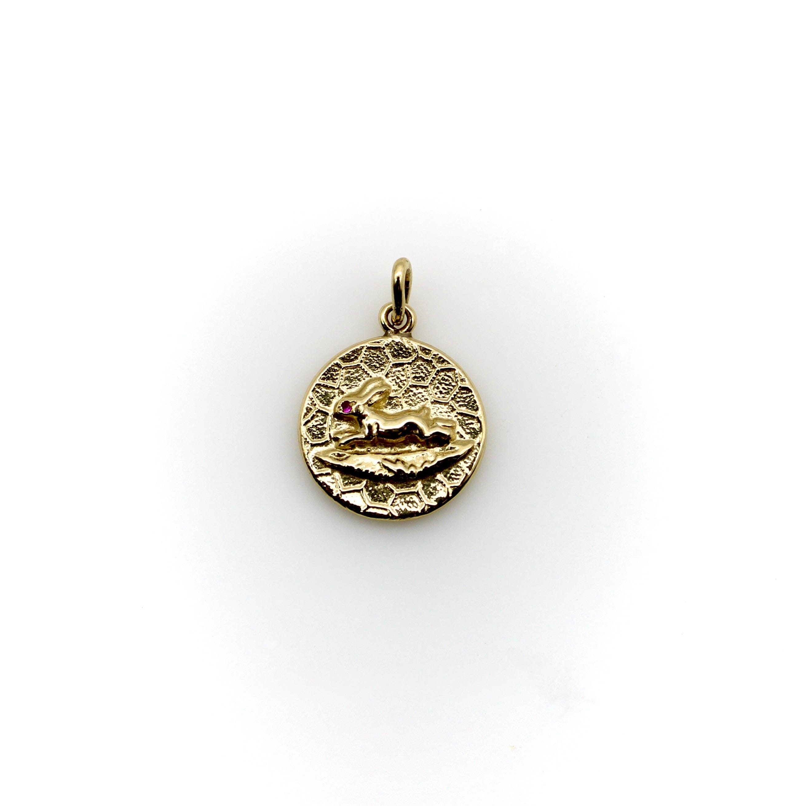 14K Gold Signature Running Rabbit Pendant-Charm I Kirsten's Corner ...