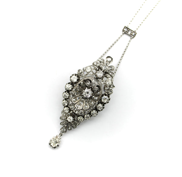 14K Gold & Sterling Silver Belle Epoque Diamond Necklace or Brooch Necklaces, Pendants Kirsten's Corner 