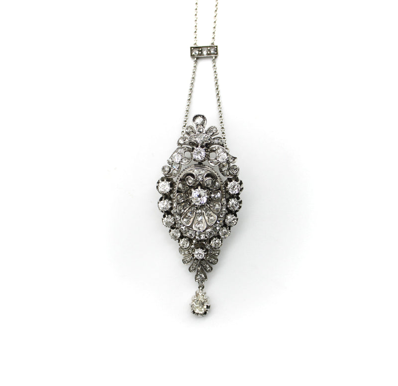 14K Gold & Sterling Silver Belle Epoque Diamond Necklace or Brooch Necklaces, Pendants Kirsten's Corner 