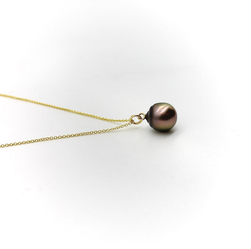 14K Gold Tahitian South Sea Black Drop Pearl Pendant Necklace Necklaces, Pendants Kirsten's Corner 