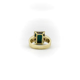 14K Gold Indicolite Emerald Cut Tourmaline and Diamond Cocktail Ring Ring Kirsten's Corner 