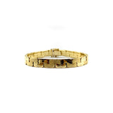 14K Gold Woven Flattened Link Vintage Bracelet with Alternating Florentine Finish Bracelet Kirsten's Corner 