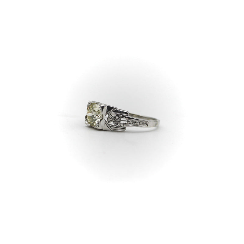18K White Gold Diamond Art Deco Engagement Ring Ring Kirsten's Corner 