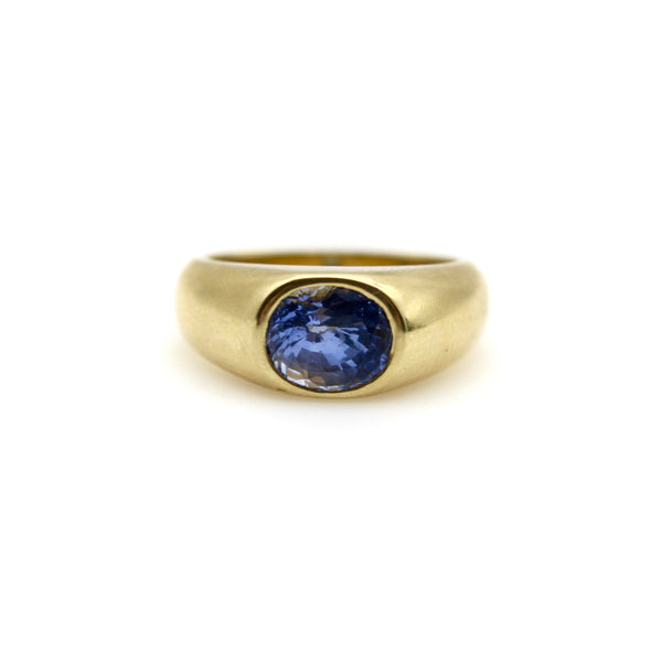 Vintage 18K Gold Handmade Gypsy Ring with Ceylon Sapphire Ring Kirsten's Corner 
