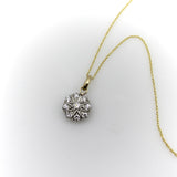 Edwardian Platinum-Topped Gold-Backed Diamond Flower Pendant with 14K Gold Chain Necklaces, Pendants Kirsten's Corner 