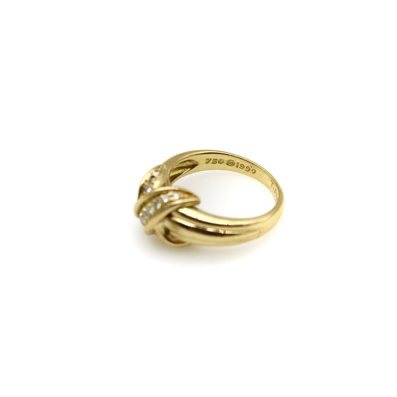 18K Gold Tiffany & Co. Diamond Vintage X Ring Ring Kirsten's Corner 