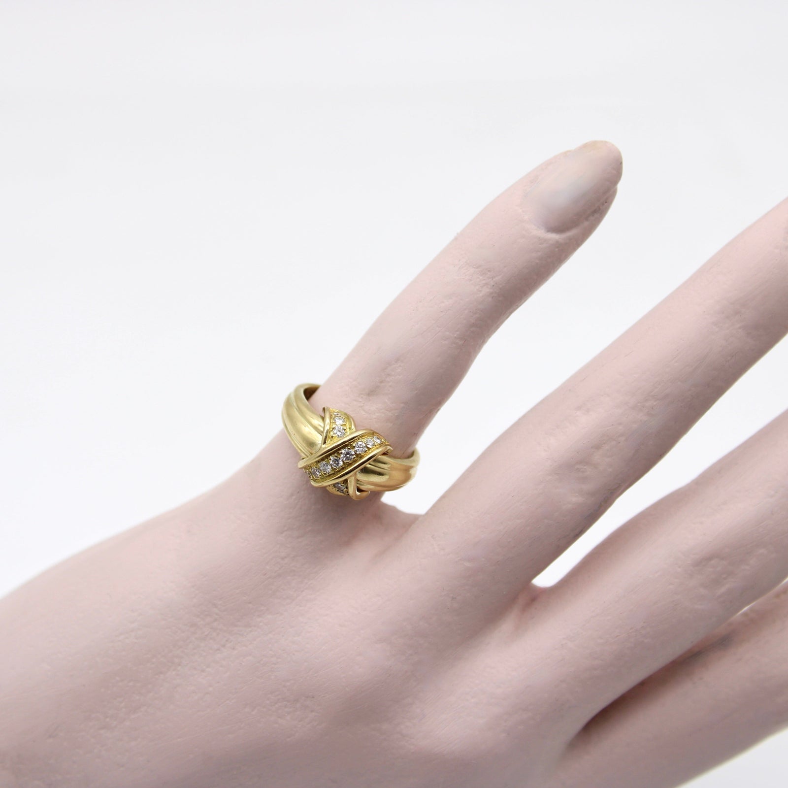 18K Gold Tiffany & Co. Diamond Vintage X Ring | Kirsten's Corner