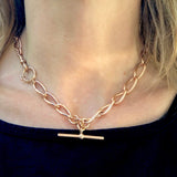 Victorian 9K Gold Watch Chain Necklace with T-bar Kirsten's Corner 