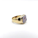 Victorian 14K Gold and Banded Agate Carved Intaglio Ring Ring Kirsten's Corner Jewelry 