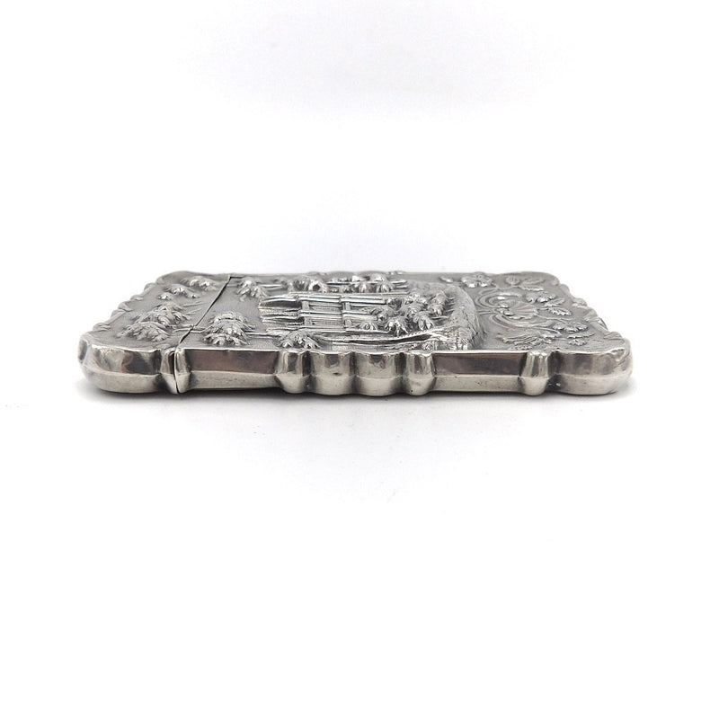 American Castle Top Coin Silver Calling Card Case by Leonard & Wilson, circa 1850 Objects of Virtue Kirsten's Corner Jewelry 