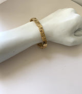14K Gold Woven Flattened Link Vintage Bracelet with Alternating Florentine Finish
