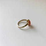 14K Gold Victorian Ring with Diamonds and Pink Coral Cabochon